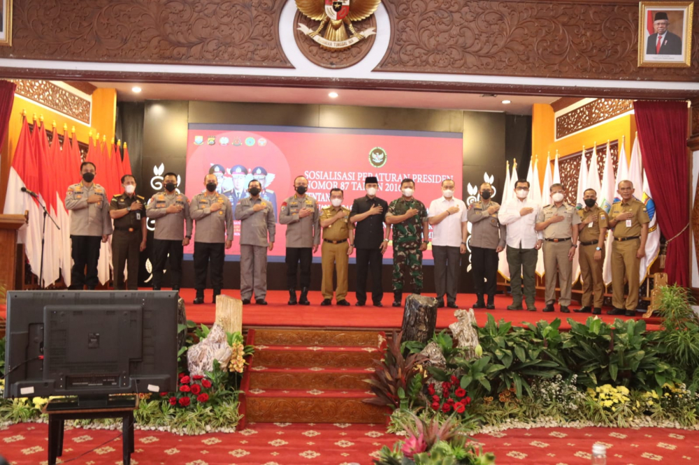 Sosialisasi Peraturan Presiden (Perpres) nomor 87 Tahun 2016 tentang Satutan Tugas (Satgas) Saber Pungli Di Provinsi Jambi, bertempat di Auditorium Rumah Dinas Gubernur Jambi,  Selasa, (24/05/2022).