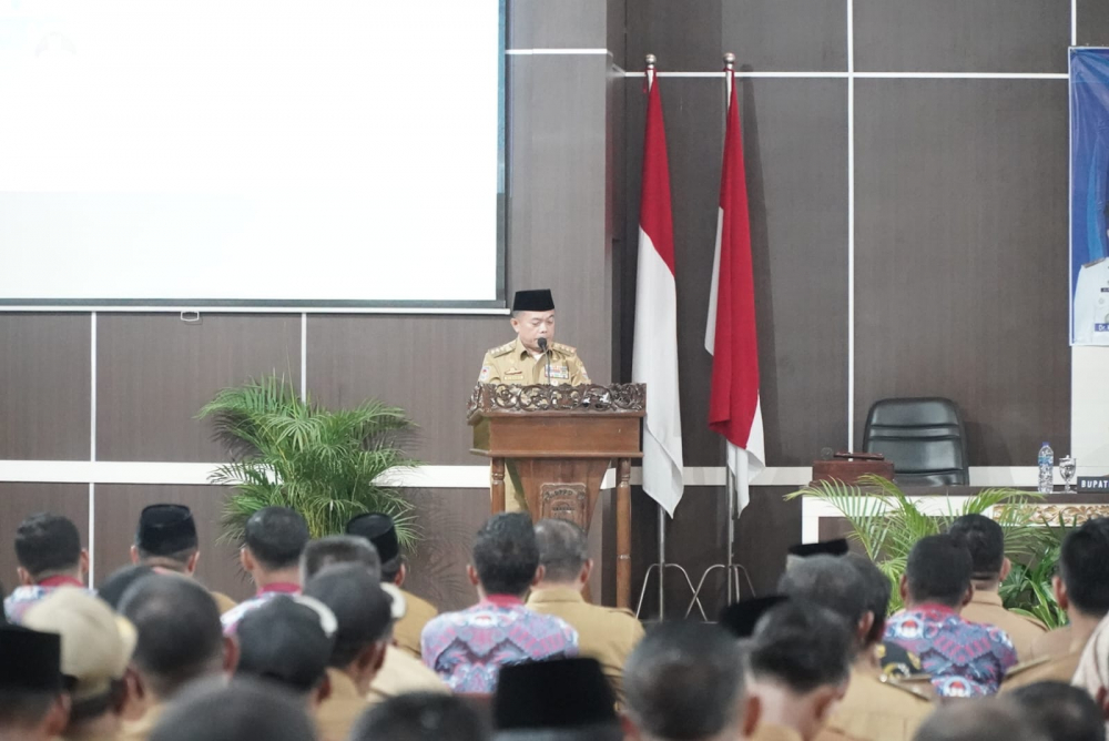 Rapat Koordinasi Penguatan Pemerintahan dan Pembangunan Desa, bertempat di Gedung Aula DPRD Kabupaten Tebo, Senin (05/06/2023).