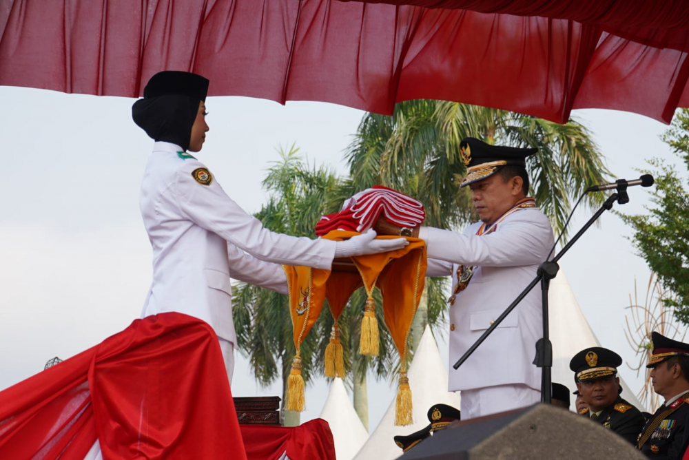 Upacara 17 Agustus dalam rangka peringatan HUT Kemerdekaan RI ke-78 pada Kamis (17/8/2023) pagi, bertempat di lapangan Kantor Gubernur Jambi.