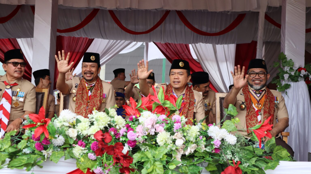 Al Haris Gubernur Jambi Pimpin Apel Puncak Hari Pramuka ke-63 di Kota Sungai Penuh.